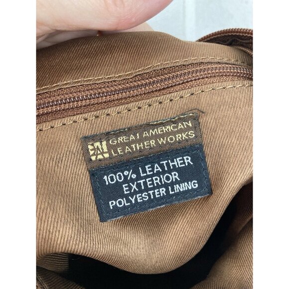 *Great American Leather Works Brown Cow Hide Crossbody Bag Medium Shoulder Purse - Picture 7 of 14